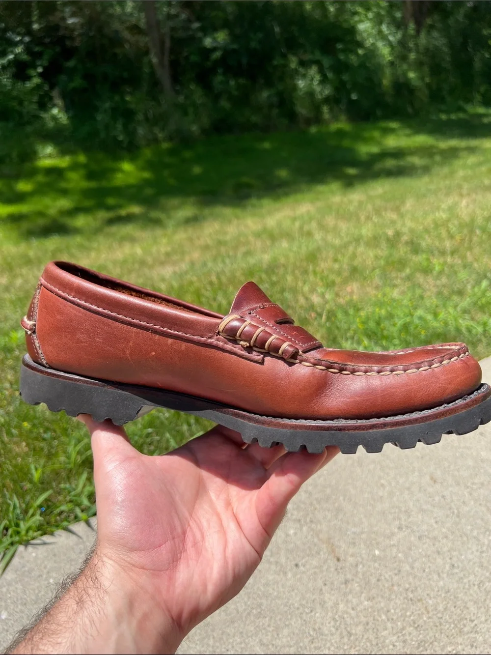 Men's 10 Brown Sewn Leather Penny Loafers Lasting Quality Materials Made in USA